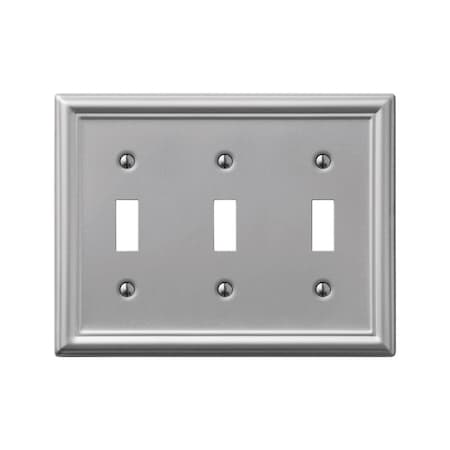 Amerelle Wall Plate, Number of Gangs: 3 gang Stamped Steel, Brushed Nickel Finish, Gray 149TTTBN